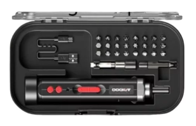 Destornillador Inalambrico Recargable Usb Con Puntas Y Caja Color Negro
