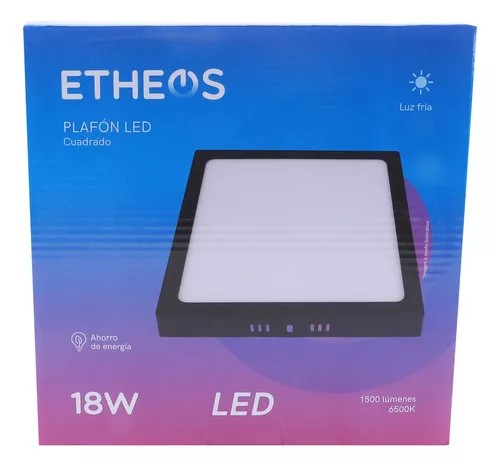 LED PLAFON NEGRO CUADRADO APLICAR18W CALIDO ETHEOS