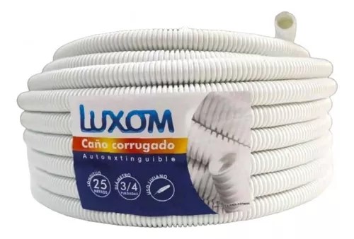 CAÑO CORRUGADO LIVIANO 7/8 PVC 25MTS LUXOM