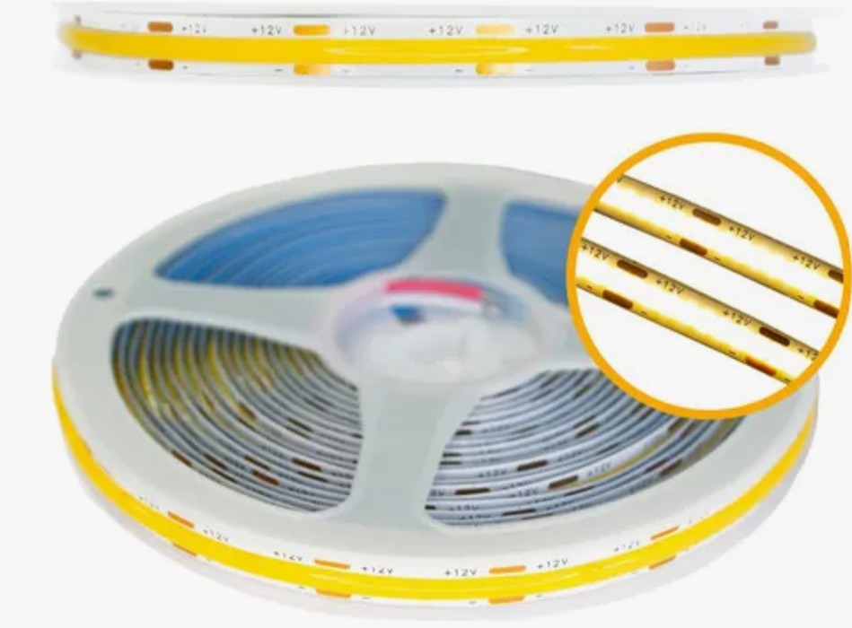 Tira Led Cob Rollo 5 Mts Flexible Interior 12v Blanco Cálido