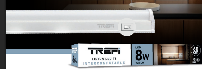 Listón Led T5 Trefi Con Interruptor 8w Luz Día