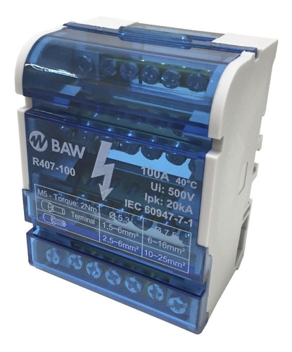 [R407100] BORNERA REPARTIDOR DIN 4X7X100A  BAW
