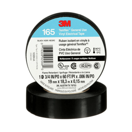 [165] CINTA AISLADORA 3M 165 TEMFLEX X20Mts NEGRA
