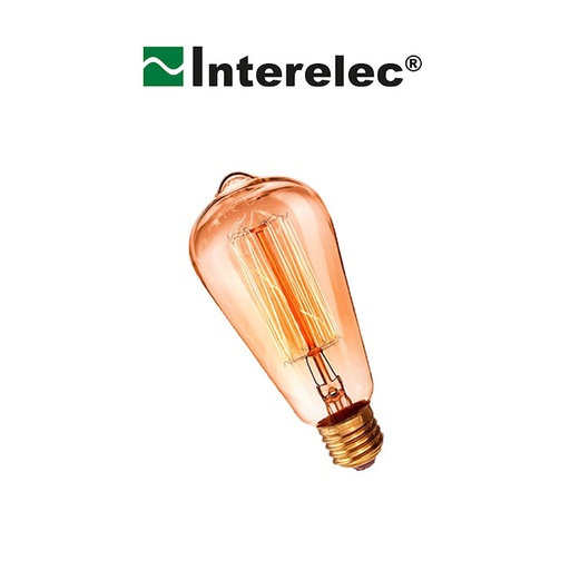 [ELST64] LAMPARA ANTIQUE VINTAGE 25W ST64  FILAMENTO CARBONO INTERELEC 40 Lm
