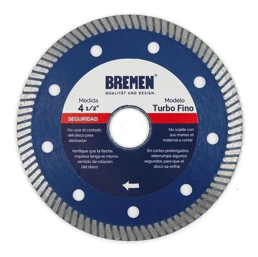 [6062] DISCO DIAMANTADO 3EN1 TURBO BREMEN 4-1/2 (HORMIGON)