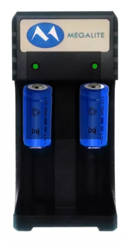 [P102U] Cargador Megalite P102u Pilas Litio c/ dos pilas CR123