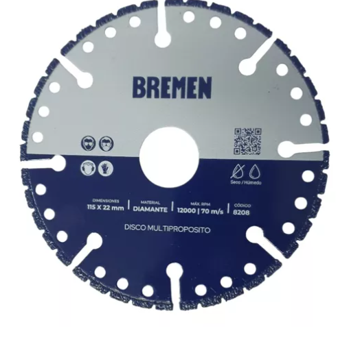 [8208] Disco Multiproposito Diamantado 4 1/2 PuLG 115mm Bremen