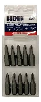 [4660] Puntas Philips Ph1 X 25mm Atornillador Bremen x unidad