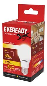 [ev6a520aa] Lampara Led Bombillo Foco Eveready 6w luz amarilla
