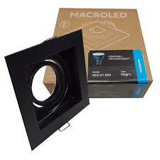 [AEDX1MN] Spot Embutir Dicro Cuadrado Negro MACROLED