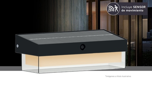 [IM0302009] Aplique Luz Solar 13W Recargable Con Sensor De Movimiento Negro