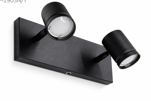 [AP2903NT] Spot Aplique "TERLIZZI" 2 Luces Negro